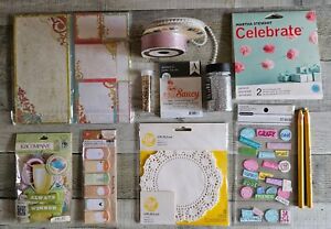 Mixed Lot of 13 Craft Supplies- Ribbon, China Marker, Glitter, Stickers, Garland