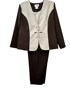 Pride & Joy Brown & Tan 2 piece Woman’s Suit Size 12 Jacket &Pants Vintage