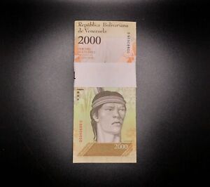 Venezuela 2,000 Bolivares Fuertes, New UNC Bundle (100 PCS)