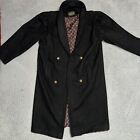 Vintage Michelle Francois Trench Coat Men Black Wool Nylon Button SEE MEASURE