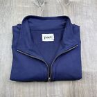 Pact Organic Shirt Mens Extra Large XL Blue 1/4 Zip Pockets Lightweight