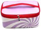2 Bags of Clinique Makeup Train Case Bag ~ Purple / White ~Red Zip with Handle