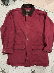 Vintage Eddie Bauer Red Corduroy Collar Chore Jacket Size Medium M