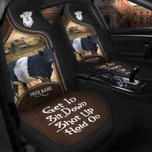 Personalized Belted Galloway Cow Get In Sit Down Shut Up Hold On Car Seat Cover
