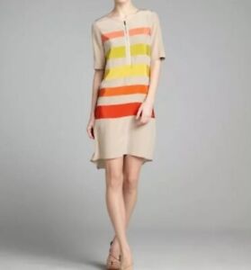 BCBG Maxazria T Shirt Dress in Beige with Horizontal Stripes - Size Medium