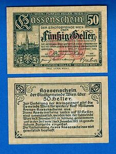 Austria Wien-Vienna Notgeld PR59 Year 1920 Paper Money 50 Heller Uncirculated