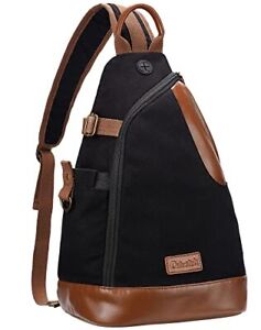 Sling Backpack - Sling Bag for Men Canvas Mens Sling Bags Large Crossbody Black