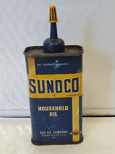 Vintage 4 Oz SUNOCO Household Oil Oiler Tin Can Gas & Oil Advertising Retro