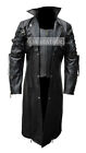 Men's Gray Genuine Leather Steampunk Trench Coat