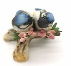 New ListingVtg Porcelain Two Bluebirds on Branch Pink Flowers Capodimonte Made in Italy