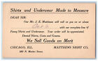 1924 Matthews Shirt Co. Chicago Illinois IL Fairfield IA Posted Postal Card