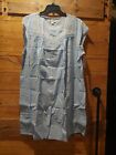 Eileen West 100%  Woven Cotton Nightgown size plus 1x blue robe lace detail