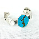 Beautiful Native Handmade Sterling Silver Vintage Coin Turquoise Bracelet