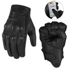 Leather Touch Screen Perforated Motorcycle Full Finger Gloves Motorbike Racing