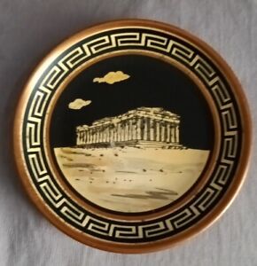 Vintage Copper Plate Wall Hanging Parthenon Hand Made In Greece 4”