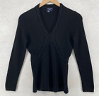 MAGASCHONI Sweater Womens S Cashmere Rib Empire Waist Long Sleeve Pullover Black