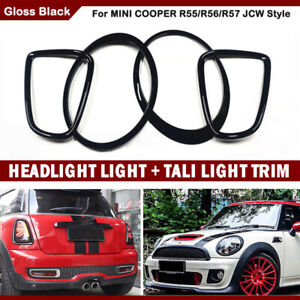 Black Headlight Ring + Tail Light Trim Cover for BMW Mini Cooper R56 R57 R58 R59 (For: Mini)