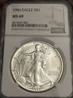 1986  AMERICAN SILVER EAGLE  NGC  MS69  FIRST YEAR ISSUE