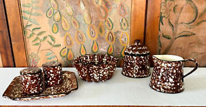 New ListingVintage MCM Stangl Town & Country Pottery Brown Spongeware Collection