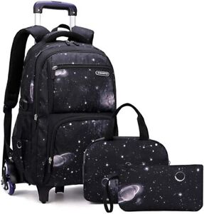 Boys Rolling Backpacks Kids Luggage Wheeled Bags Kids Trolley School Bags Space