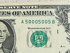 Binary Fancy Serial Number Series 2013 $1 Bill 5000-5005 Unique Collectible F-U