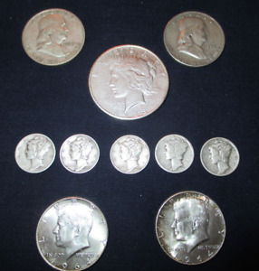 New Listing10 SILVER 90%  U.S. COLLECTABLE 1923-1964 COIN Lot ( $3.50 ) Face Value