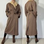 Vintage LRL Ralph Lauren Brown Wool Shearling Double Breasted Belt Trench Coat 6