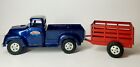 Vintage 1957 Tonka Toys No. 28 Blue Pickup Truck & Red Trailer Pressed Steel