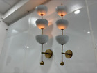 Pair of Rare Sconces Italian Stilnovo Style Mid Century Wall Lights 3 shade Lamp
