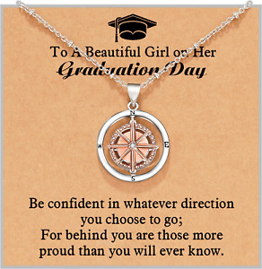 Graduation Gifts for Her 2024 Rotate Compass Necklace for Women Girls, Sobriety