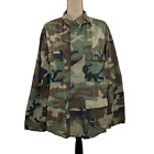 US Military Combat Woodland Camo Coat Medium-Regular Button Up Long Sleeve
