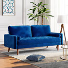 58'' Upholstered Sofa Couch Velvet Fabric Loveseat Modern Living Room Sofa Blue