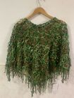 Women Top Poncho sleeve sheer capelet wear one size Fit S to 3X Boho Fringe