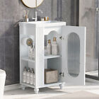 20'' Bathroom Vanity w/ Top Sink, Freestanding Vanity Cabinet, Shelf, Glass Door