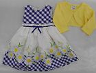 Toddler/Girls Blueberi $78 Yellow & Blue Flower Dress W/T Cardigan Sizes 3T - 6X