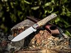 Custom Handmade J2 steel hunting knife olive wood & leather sheath