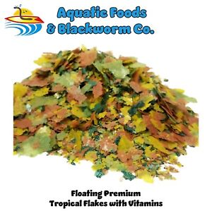 Premium Tropical Fish Flakes with Vitamins, FREE Pellets & Wafers Included. AFI