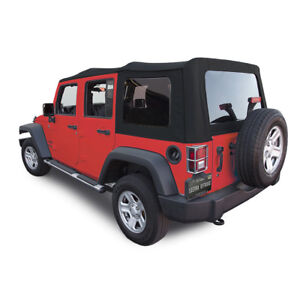 Jeep Wrangler 4 DR JK Soft Top, 2007-09, Tinted Windows, Black Twill