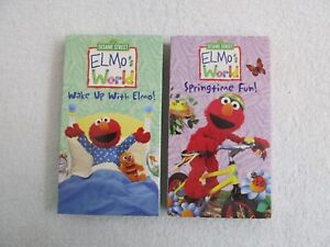 Elmos World - Springtime Fun and Wake Up With Elmo! (VHS 2002) Set of 2 TESTED