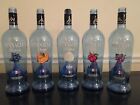 Lot of 6 Empty 1 Liter Blue Pinnacle Vodka Bottles with Caps