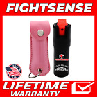 FIGHTSENSE Pepper Spray Maximum Strength Leather Case Self Defense Pink