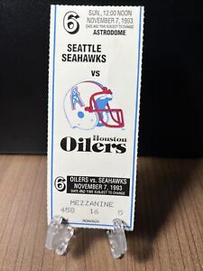 Houston Oilers vs Seattle Seahwaks Ticket Stub Vintage Astrodome 11/7/1993