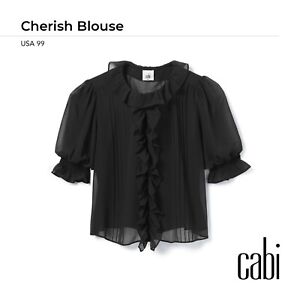 NWT $99 Cabi Cherish Blouse, Size MEDIUM, Fall 2023 Style #4539, Black Sheer