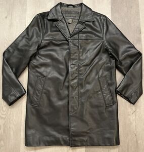 Banana Republic Men’s Black Leather Trench Coat - XS