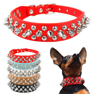 Leather Dog Cat Collar Spiked Studded Puppy Pet Collars for Small Medium Dogs