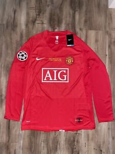 Ronaldo #7 Manchester United 2008 UCL Long Sleeve Home Red Retro Jersey - Size S