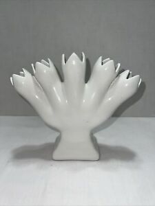 Vintage Five Finger White Vase Made In Portugal