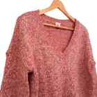 CAbi Liftoff V-Neck Marled Pullover Sweater Small Pink Spring Boxy Colorful 4411