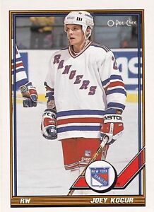 1991 O-Pee-Chee #427 Joey Kocur NHL New York Rangers + Free Mystery Card