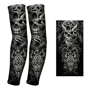 Tattoo Cooling Arm Sleeves Ice Silk Cycling Basketball UV Sun Protection Art Men